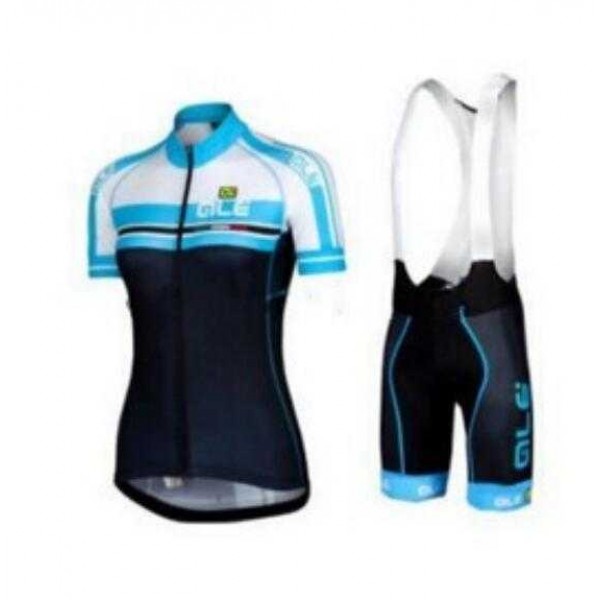 2015 ALE Wielerkleding Set Wielershirt Met Korte Mouwen+Korte Koersbroek Blauw Zwart Dame 2